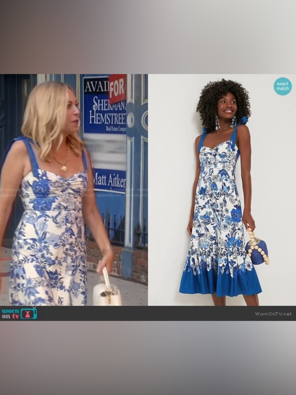 Cara Cara Flower Grid Blue Belvedere Dress - Picture 6 of 16